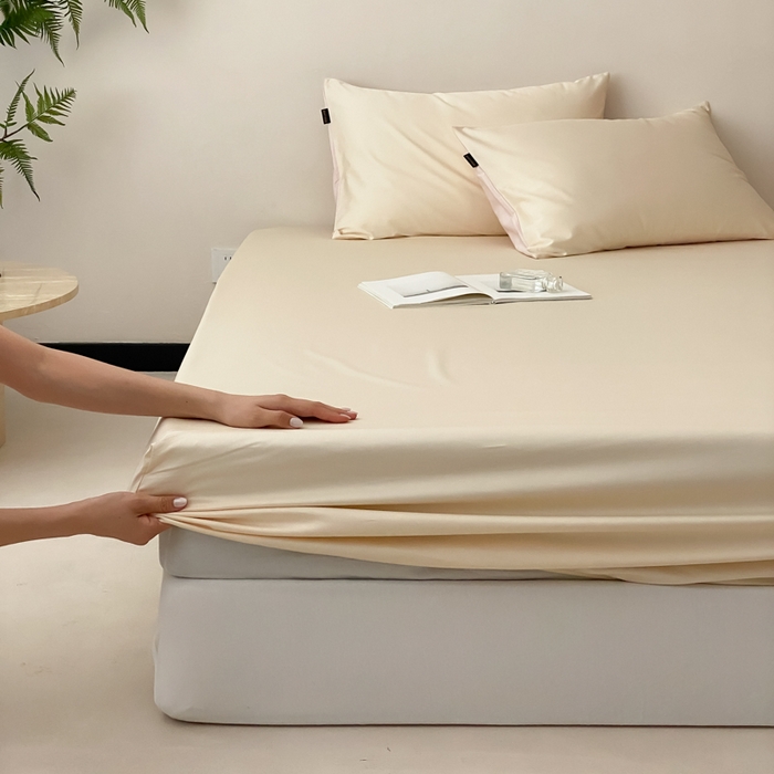 91家纺网 家纺一手货源 找家纺 云栖家居 2025新款全棉纯色长绒棉纯棉单品系列床笠单件床笠单品-单床笠 米粒碎