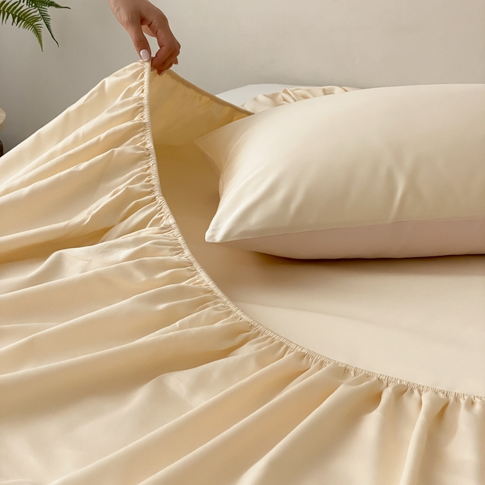 91家纺网 家纺一手货源 找家纺 云栖家居 2025新款全棉纯色长绒棉纯棉单品系列床笠单件床笠单品-单床笠 米粒碎