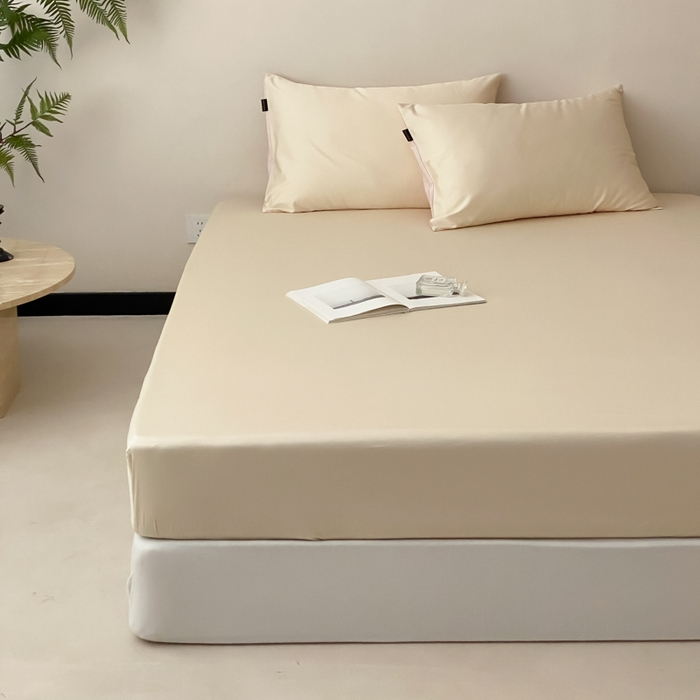 91家纺网 家纺一手货源 找家纺 云栖家居 2025新款全棉纯色长绒棉纯棉单品系列床笠单件床笠单品-单床笠 米粒碎