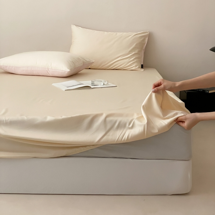 91家纺网 家纺一手货源 找家纺 云栖家居 2025新款全棉纯色长绒棉纯棉单品系列床笠单件床笠单品-单床笠 米粒碎