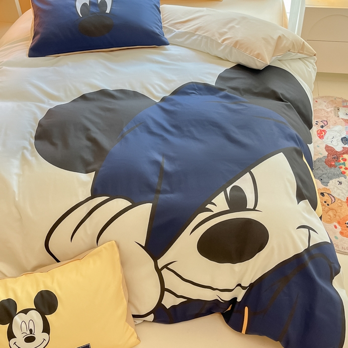 91家纺网 家纺一手货源 找家纺 麦田家纺 2025新款全棉迪士尼大板印花卡通四件套 hello米奇