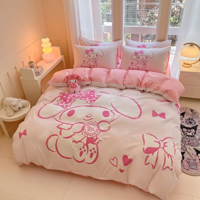 91家纺网 家纺一手货源 找家纺 麦田家纺 2025新款全棉迪士尼大板印花卡通四件套 萝莉美乐蒂