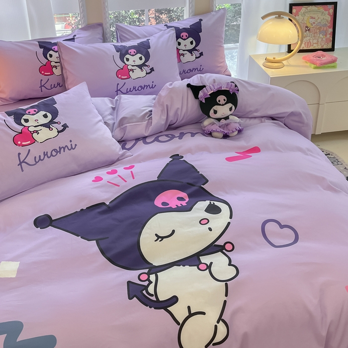 91家纺网 家纺一手货源 找家纺 麦田家纺 2025新款全棉迪士尼大板印花卡通四件套 甜心库洛米