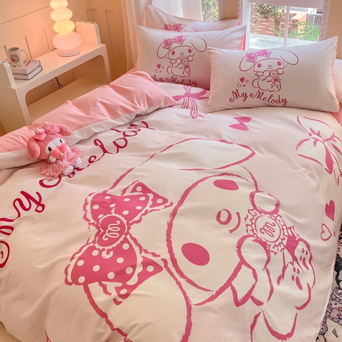 91家纺网 家纺一手货源 找家纺 麦田家纺 2025新款全棉迪士尼大板印花卡通四件套 萝莉美乐蒂