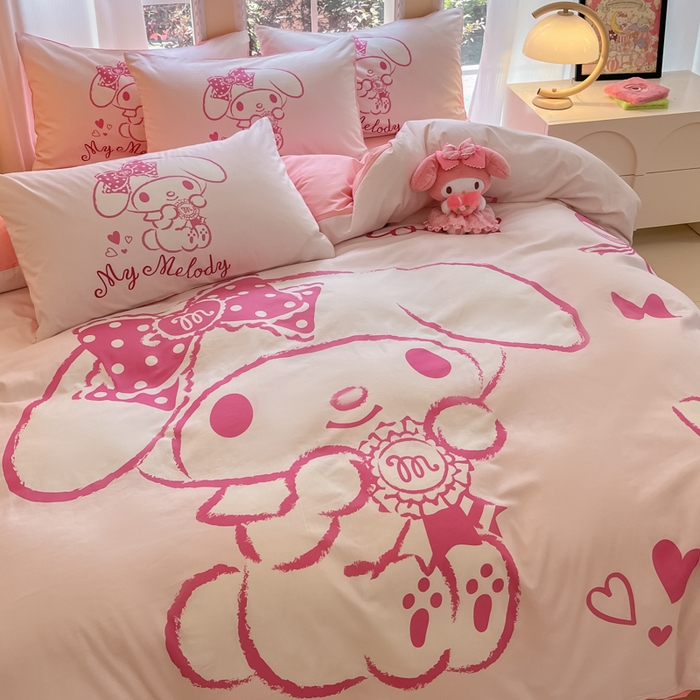 91家纺网 家纺一手货源 找家纺 麦田家纺 2025新款全棉迪士尼大板印花卡通四件套 萝莉美乐蒂