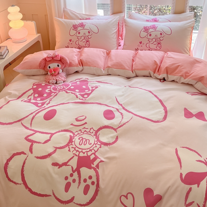 91家纺网 家纺一手货源 找家纺 麦田家纺 2025新款全棉迪士尼大板印花卡通四件套 萝莉美乐蒂