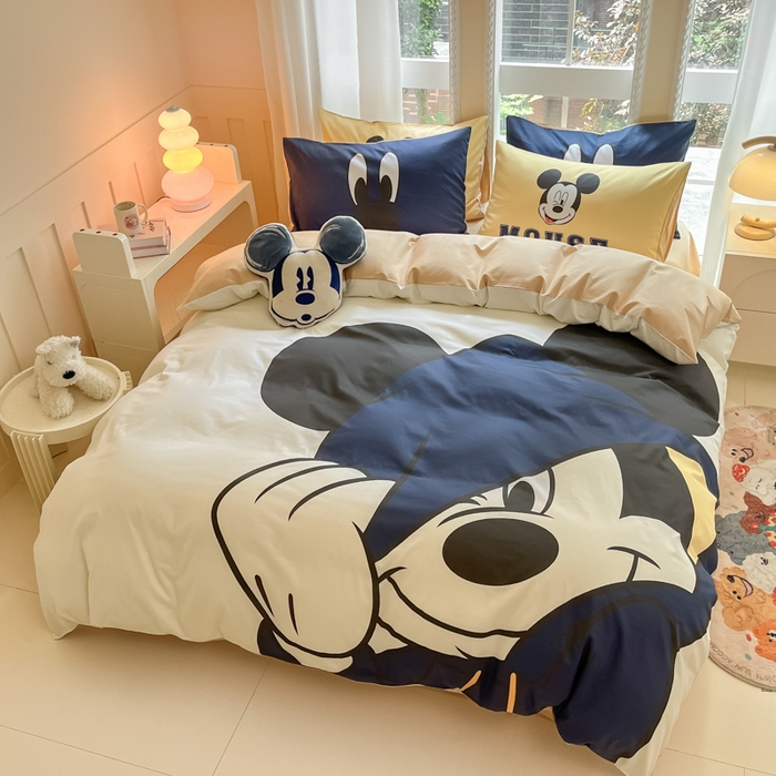 91家纺网 家纺一手货源 找家纺 麦田家纺 2025新款全棉迪士尼大板印花卡通四件套 hello米奇