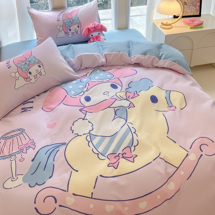 91家纺网 家纺一手货源 找家纺 麦田家纺 2025新款全棉迪士尼大板印花卡通四件套 顽皮美乐蒂