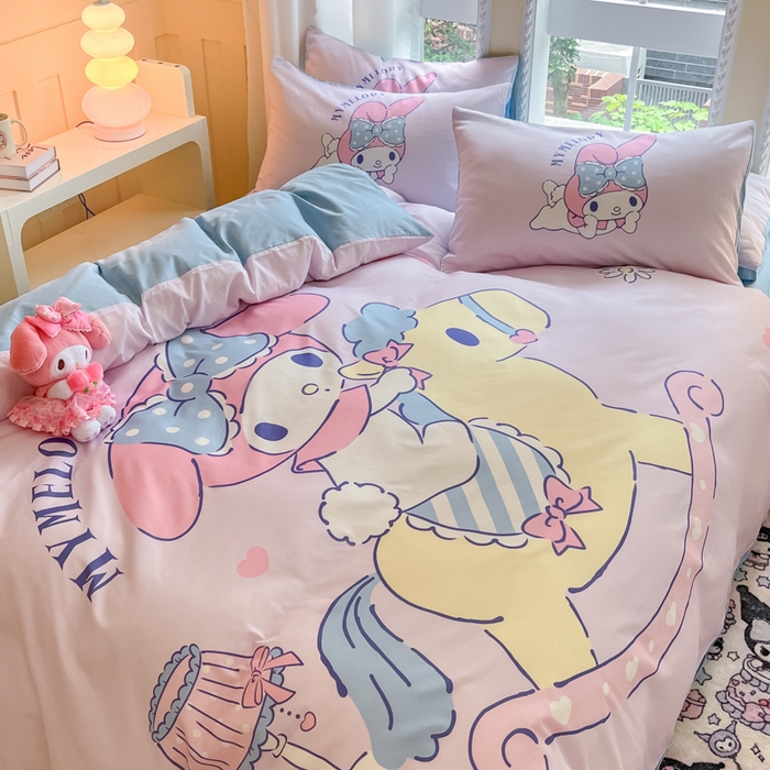 91家纺网 家纺一手货源 找家纺 麦田家纺 2025新款全棉迪士尼大板印花卡通四件套 顽皮美乐蒂