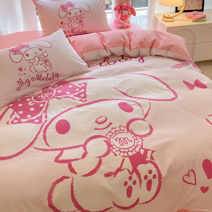 91家纺网 家纺一手货源 找家纺 麦田家纺 2025新款全棉迪士尼大板印花卡通四件套 萝莉美乐蒂