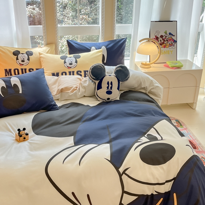 91家纺网 家纺一手货源 找家纺 麦田家纺 2025新款全棉迪士尼大板印花卡通四件套 hello米奇