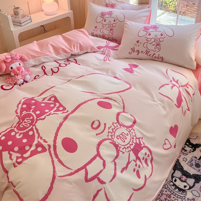 91家纺网 家纺一手货源 找家纺 麦田家纺 2025新款全棉迪士尼大板印花卡通四件套 萝莉美乐蒂