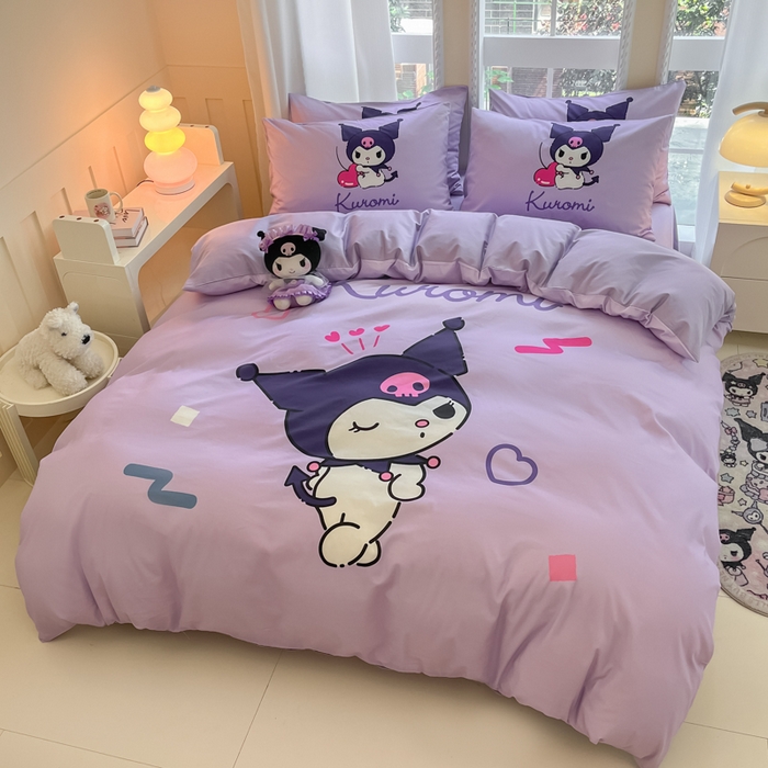 91家纺网 家纺一手货源 找家纺 麦田家纺 2025新款全棉迪士尼大板印花卡通四件套 甜心库洛米