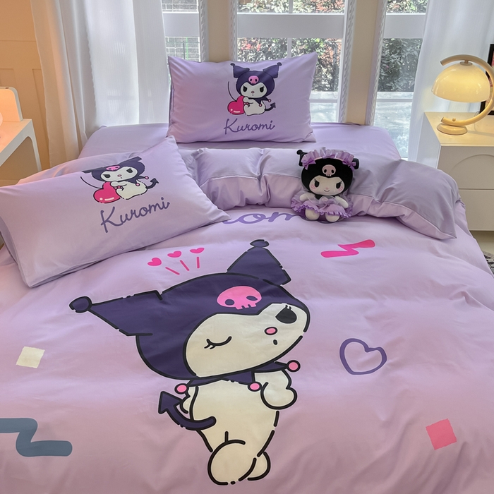 91家纺网 家纺一手货源 找家纺 麦田家纺 2025新款全棉迪士尼大板印花卡通四件套 甜心库洛米