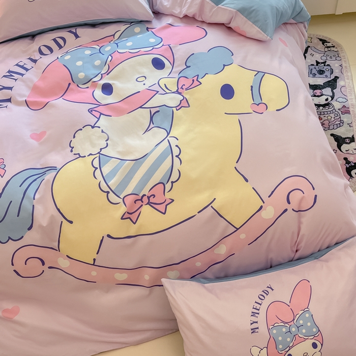 91家纺网 家纺一手货源 找家纺 麦田家纺 2025新款全棉迪士尼大板印花卡通四件套 顽皮美乐蒂