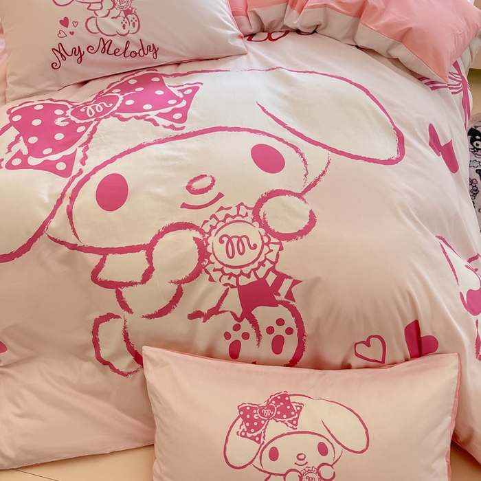 91家纺网 家纺一手货源 找家纺 麦田家纺 2025新款全棉迪士尼大板印花卡通四件套 萝莉美乐蒂