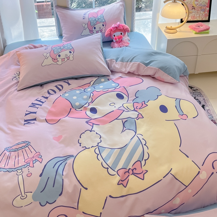 91家纺网 家纺一手货源 找家纺 麦田家纺 2025新款全棉迪士尼大板印花卡通四件套 顽皮美乐蒂