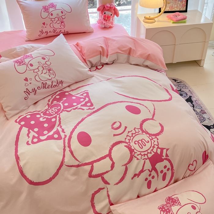 91家纺网 家纺一手货源 找家纺 麦田家纺 2025新款全棉迪士尼大板印花卡通四件套 萝莉美乐蒂