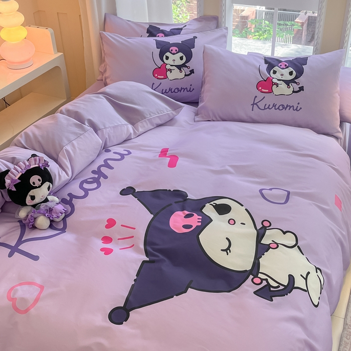 91家纺网 家纺一手货源 找家纺 麦田家纺 2025新款全棉迪士尼大板印花卡通四件套 甜心库洛米