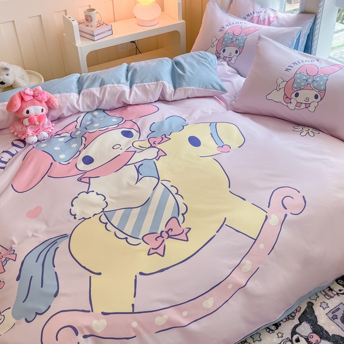 91家纺网 家纺一手货源 找家纺 麦田家纺 2025新款全棉迪士尼大板印花卡通四件套 顽皮美乐蒂