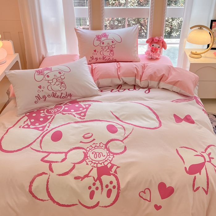 91家纺网 家纺一手货源 找家纺 麦田家纺 2025新款全棉迪士尼大板印花卡通四件套 萝莉美乐蒂