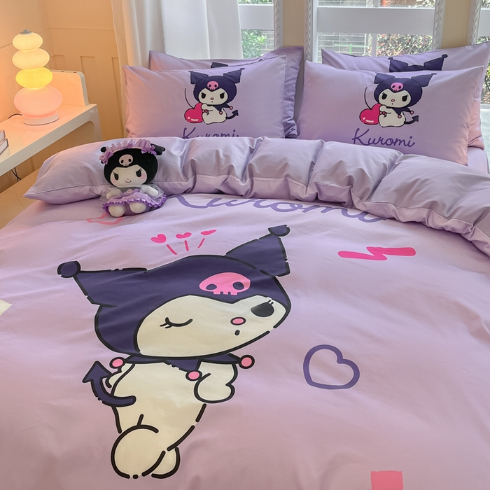 91家纺网 家纺一手货源 找家纺 麦田家纺 2025新款全棉迪士尼大板印花卡通四件套 甜心库洛米