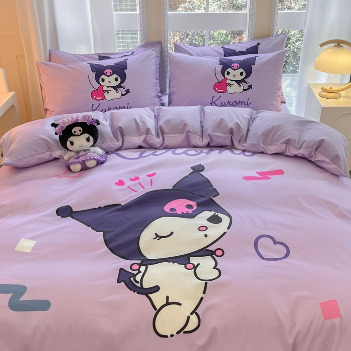 91家纺网 家纺一手货源 找家纺 麦田家纺 2025新款全棉迪士尼大板印花卡通四件套 甜心库洛米