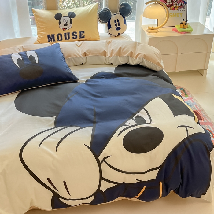 91家纺网 家纺一手货源 找家纺 麦田家纺 2025新款全棉迪士尼大板印花卡通四件套 hello米奇