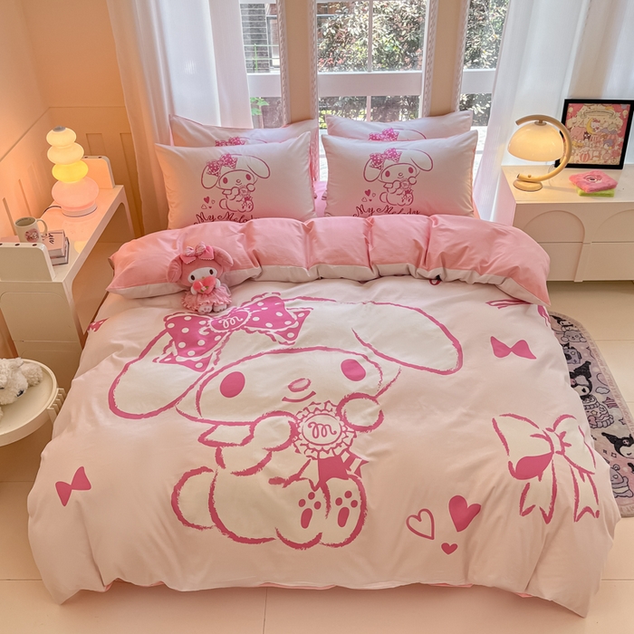 91家纺网 家纺一手货源 找家纺 麦田家纺 2025新款全棉迪士尼大板印花卡通四件套 萝莉美乐蒂