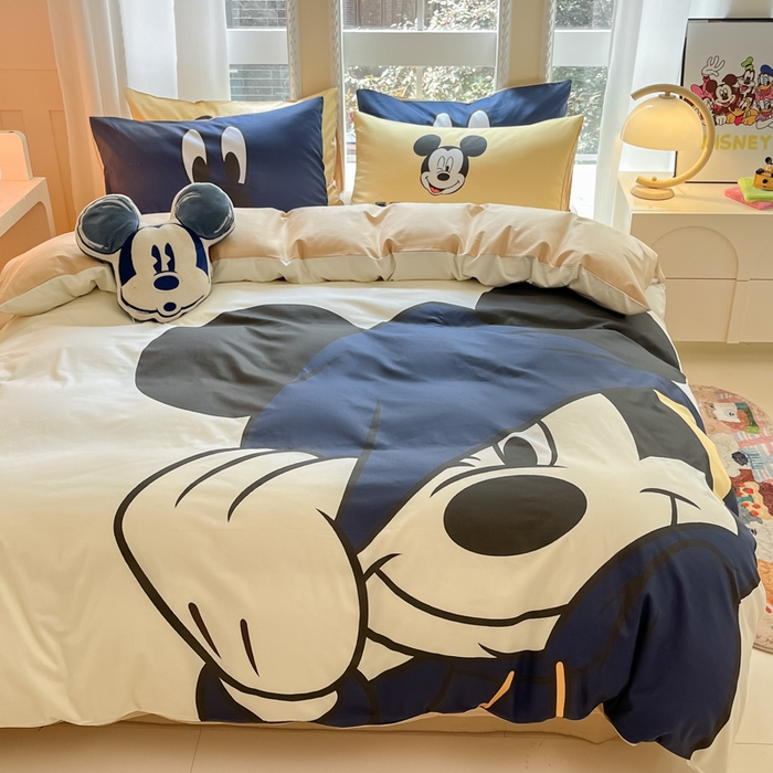 91家纺网 家纺一手货源 找家纺 麦田家纺 2025新款全棉迪士尼大板印花卡通四件套 hello米奇