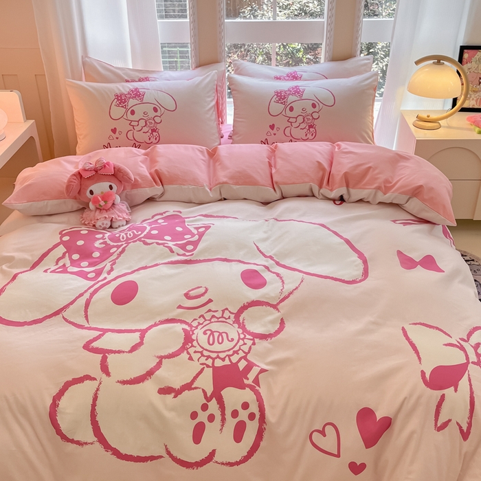 91家纺网 家纺一手货源 找家纺 麦田家纺 2025新款全棉迪士尼大板印花卡通四件套 萝莉美乐蒂