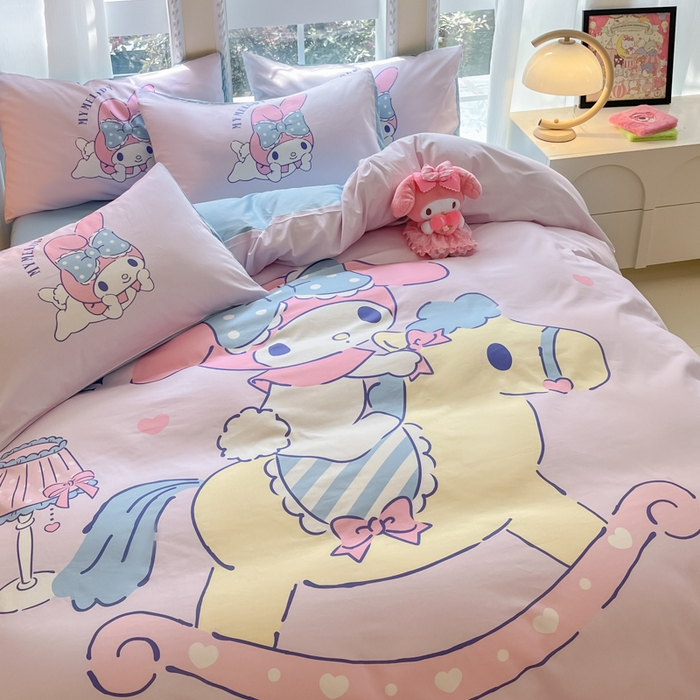 91家纺网 家纺一手货源 找家纺 麦田家纺 2025新款全棉迪士尼大板印花卡通四件套 顽皮美乐蒂