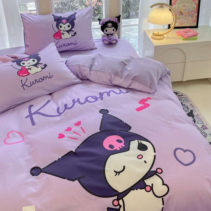 91家纺网 家纺一手货源 找家纺 麦田家纺 2025新款全棉迪士尼大板印花卡通四件套 甜心库洛米