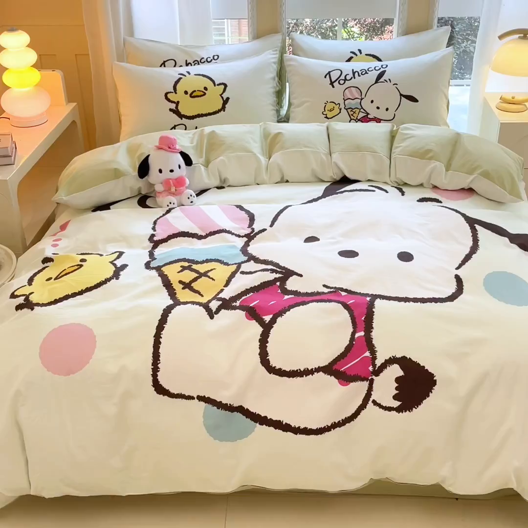 91家纺网 家纺一手货源 找家纺 麦田家纺 2025新款全棉迪士尼大板印花卡通四件套 帕恰狗