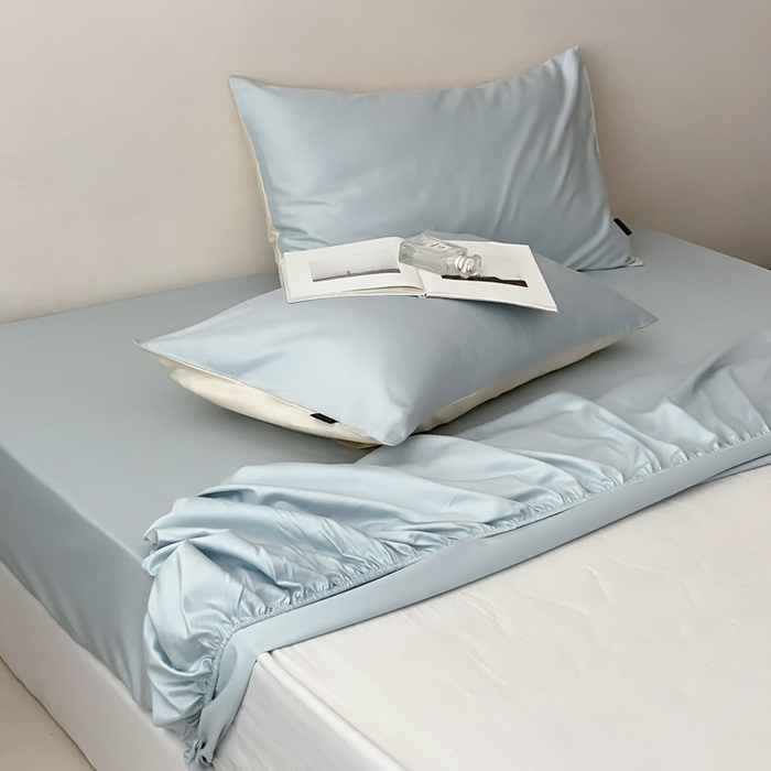 91家纺网 家纺一手货源 找家纺 云栖家居 2025新款全棉纯色长绒棉纯棉单品系列床笠单件床笠单品-单床笠 浅云兰