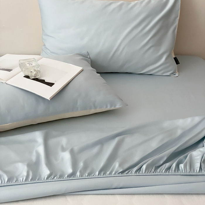 91家纺网 家纺一手货源 找家纺 云栖家居 2025新款全棉纯色长绒棉纯棉单品系列床笠单件床笠单品-单床笠 浅云兰