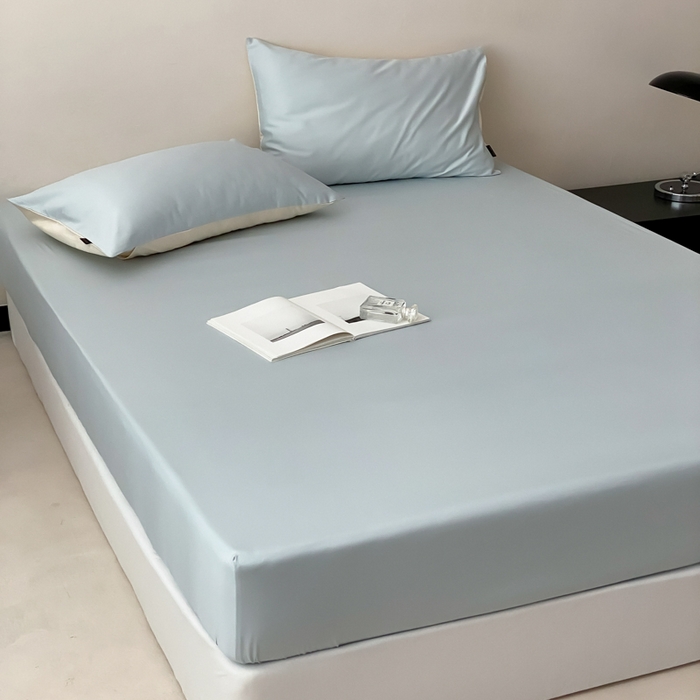 91家纺网 家纺一手货源 找家纺 云栖家居 2025新款全棉纯色长绒棉纯棉单品系列床笠单件床笠单品-单床笠 浅云兰