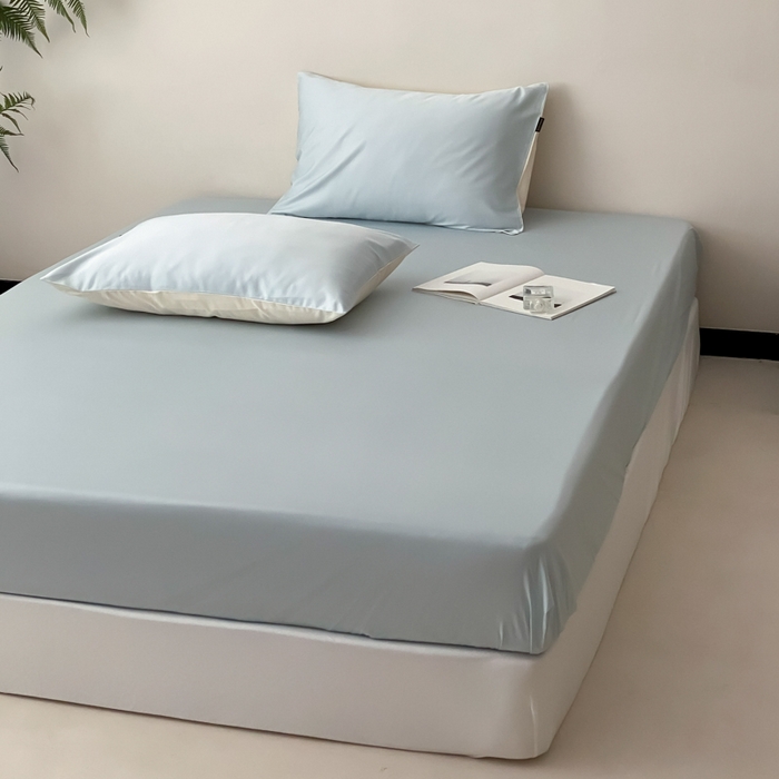 91家纺网 家纺一手货源 找家纺 云栖家居 2025新款全棉纯色长绒棉纯棉单品系列床笠单件床笠单品-单床笠 浅云兰