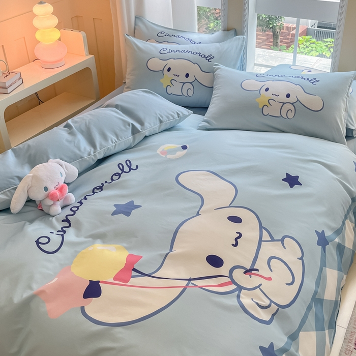 91家纺网 家纺一手货源 找家纺 麦田家纺 2025新款全棉迪士尼大板印花卡通四件套 淘气玉桂狗