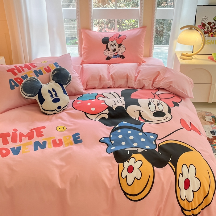 91家纺网 家纺一手货源 找家纺 麦田家纺 2025新款全棉迪士尼大板印花卡通四件套 草莓米妮
