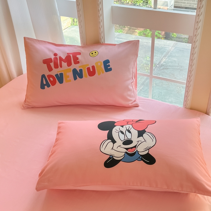 91家纺网 家纺一手货源 找家纺 麦田家纺 2025新款全棉迪士尼大板印花卡通四件套 草莓米妮