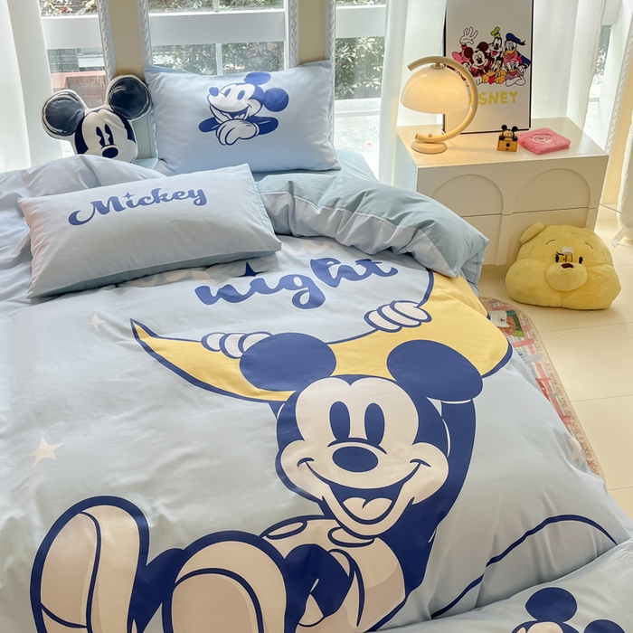 91家纺网 家纺一手货源 找家纺 麦田家纺 2025新款全棉迪士尼大板印花卡通四件套 月光童话