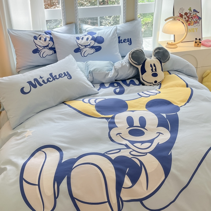 91家纺网 家纺一手货源 找家纺 麦田家纺 2025新款全棉迪士尼大板印花卡通四件套 月光童话