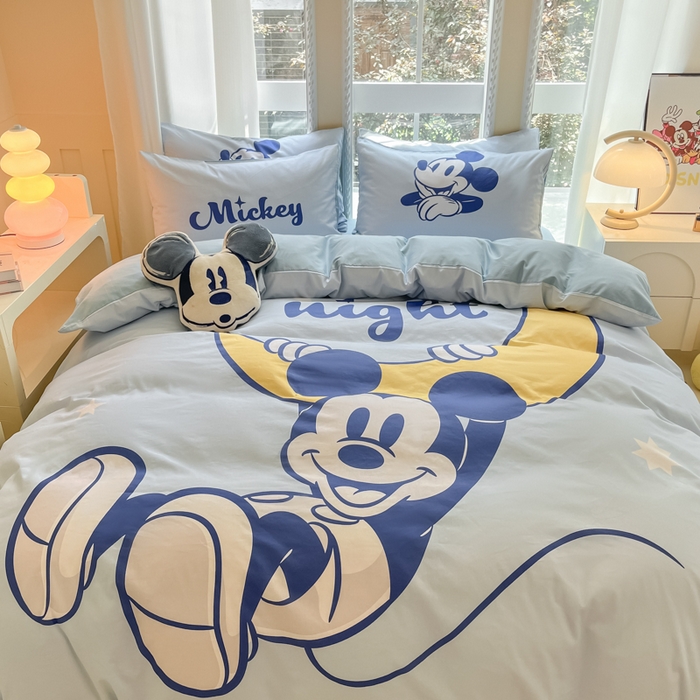 91家纺网 家纺一手货源 找家纺 麦田家纺 2025新款全棉迪士尼大板印花卡通四件套 月光童话