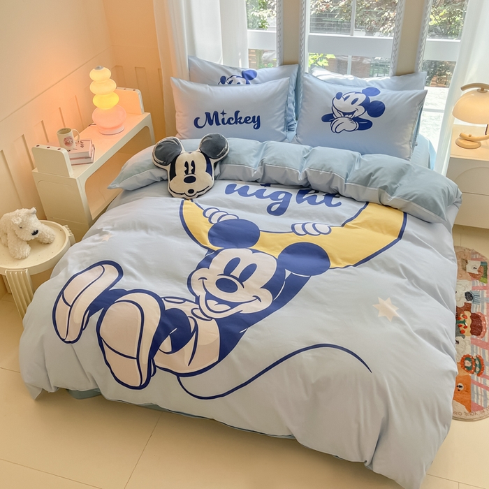 91家纺网 家纺一手货源 找家纺 麦田家纺 2025新款全棉迪士尼大板印花卡通四件套 月光童话