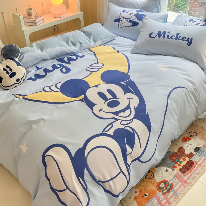 91家纺网 家纺一手货源 找家纺 麦田家纺 2025新款全棉迪士尼大板印花卡通四件套 月光童话