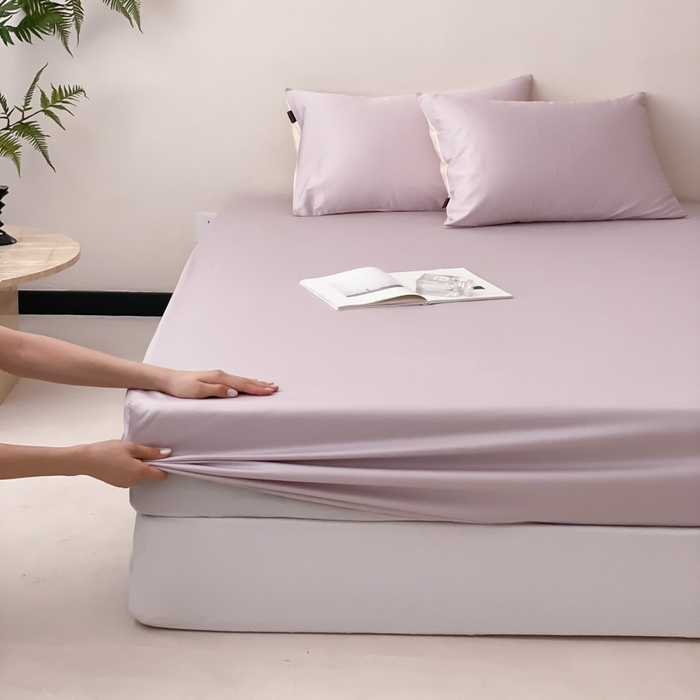 91家纺网 家纺一手货源 找家纺 云栖家居 2025新款全棉纯色长绒棉纯棉单品系列床笠单件床笠单品-单床笠 棠梨紫