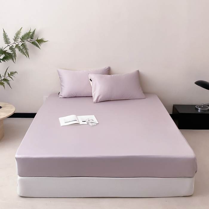 91家纺网 家纺一手货源 找家纺 云栖家居 2025新款全棉纯色长绒棉纯棉单品系列床笠单件床笠单品-单床笠 棠梨紫