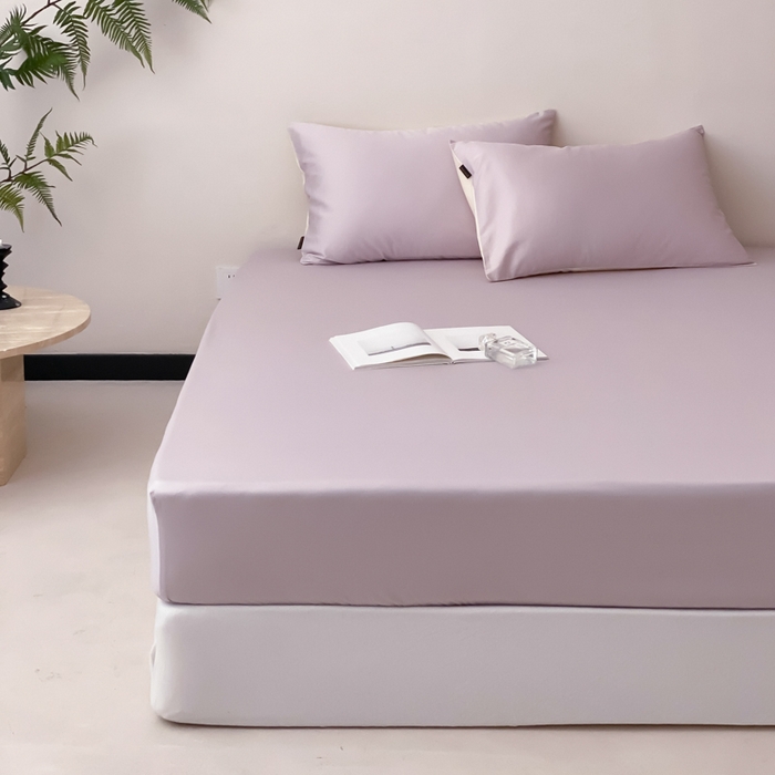 91家纺网 家纺一手货源 找家纺 云栖家居 2025新款全棉纯色长绒棉纯棉单品系列床笠单件床笠单品-单床笠 棠梨紫