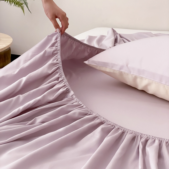 91家纺网 家纺一手货源 找家纺 云栖家居 2025新款全棉纯色长绒棉纯棉单品系列床笠单件床笠单品-单床笠 棠梨紫